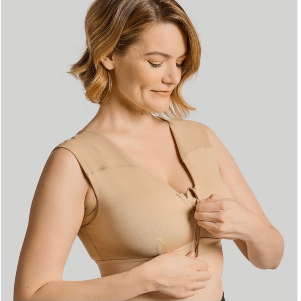 New Tommie Copper Shoulder Support Bra Womens Small Recovery Front Zip Comfort